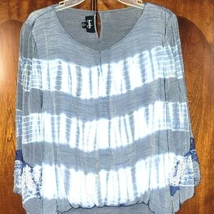 Womens Blouse/ Flared Sleeves/ Banded Waist